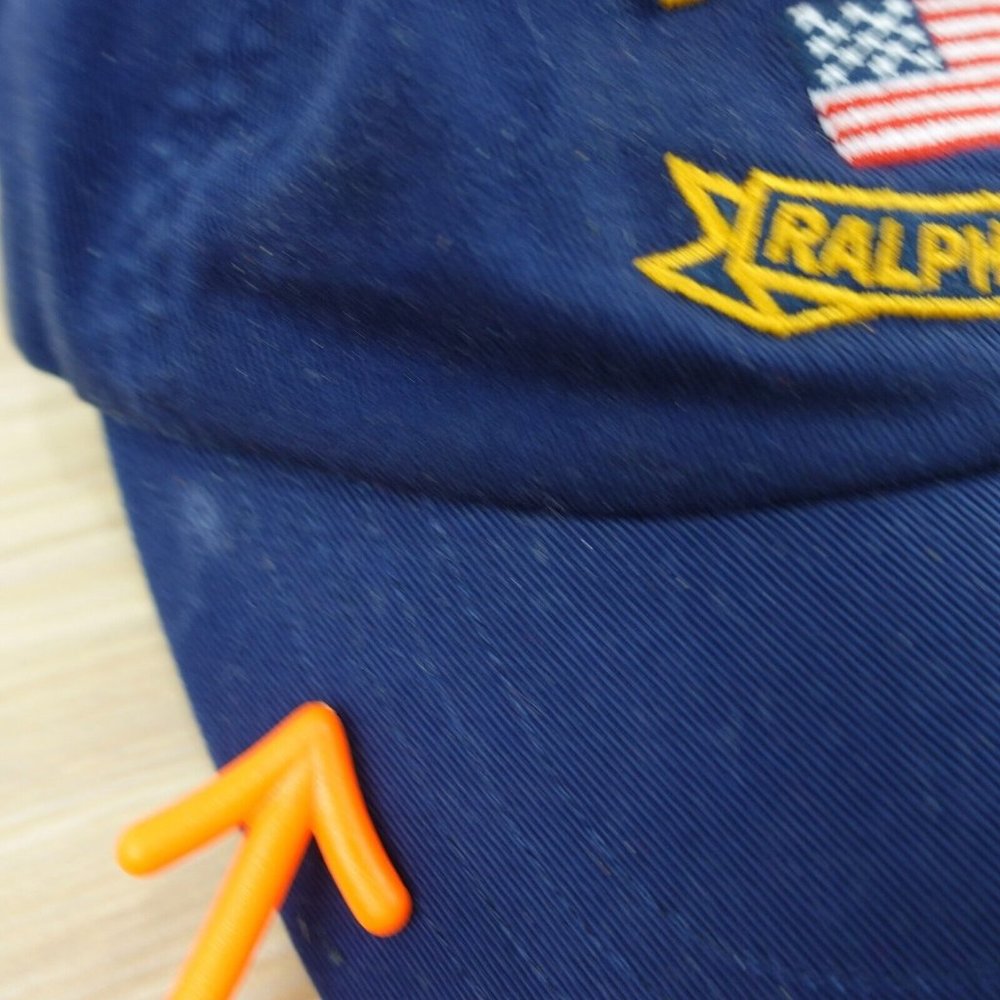 Polo Ralph Lauren Hat Mens Blue Navy Cap USA Flag Logo Pony Cotton Leather Strap - Picture 10 of 12